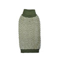 Green and Cream herringbone patterned dog sweater on a white background