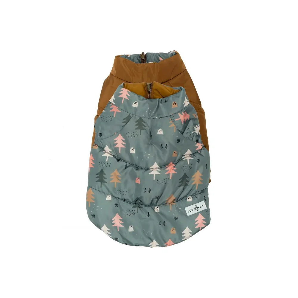 Dog coat with forest pattern on a white background