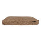 Brown pet bed with floral pattern on a white background