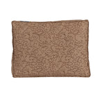 Brown dog bed with floral pattern on a white background