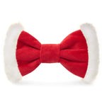 Red bow tie with white trim on a white background