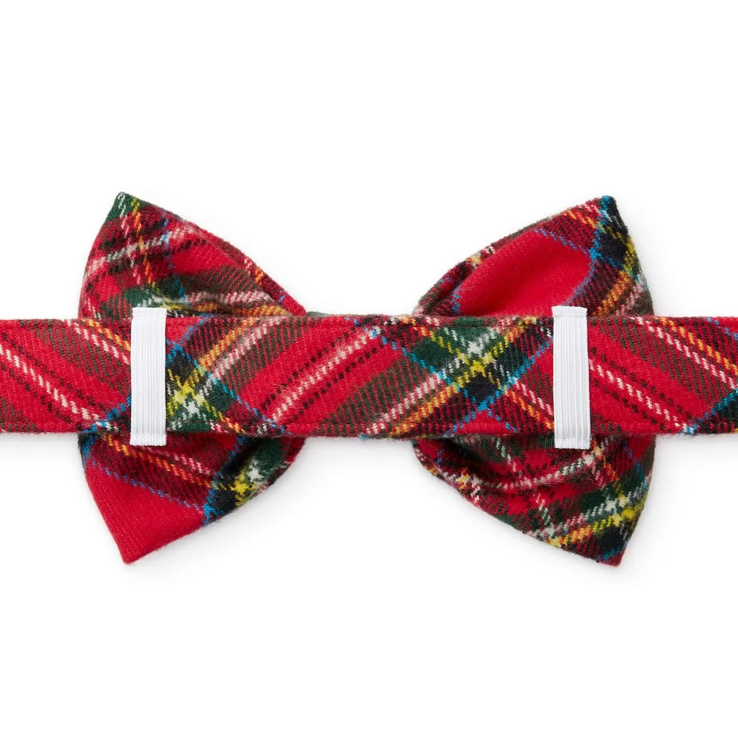 Red plaid dog bow tie on a white background