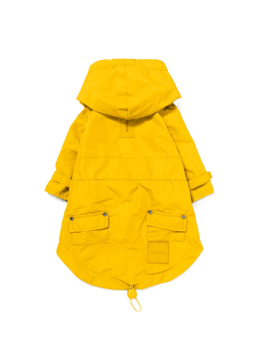 Yellow dog raincoat with a hood on a white background